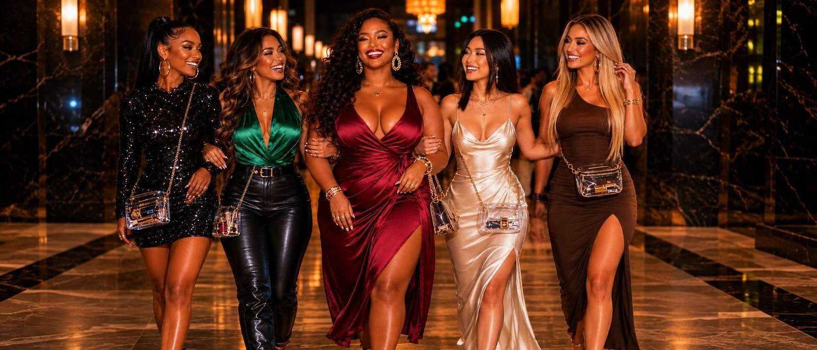 Coordinated jewel-tone dresses for R&B Tour 2026 girls trip