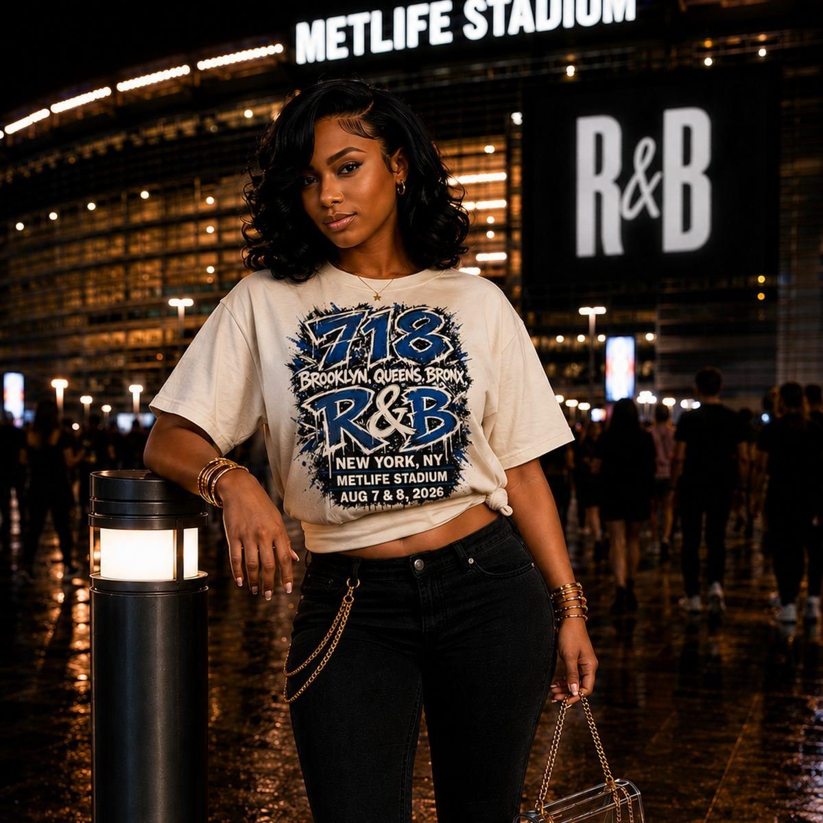718 Brooklyn Queens Bronx R&B concert tee for Black women MetLife Stadium New York August 2026