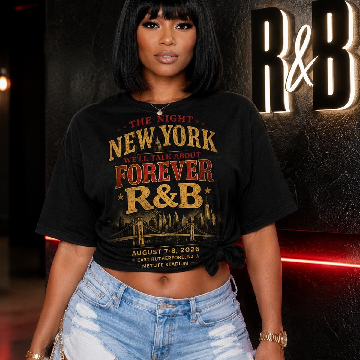 New York Forever R&B concert tee for Black women MetLife Stadium August 2026