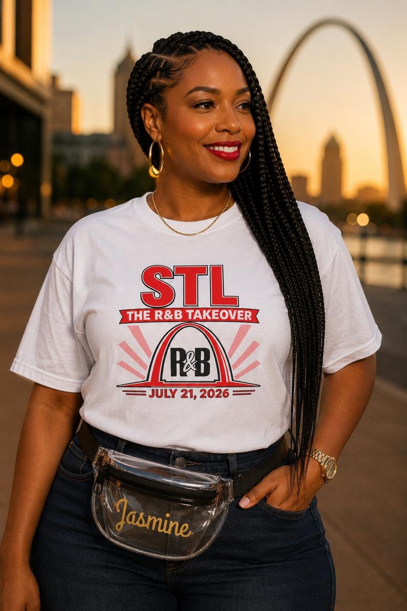 STL The R&B Takeover white concert tee St. Louis July 21 2026