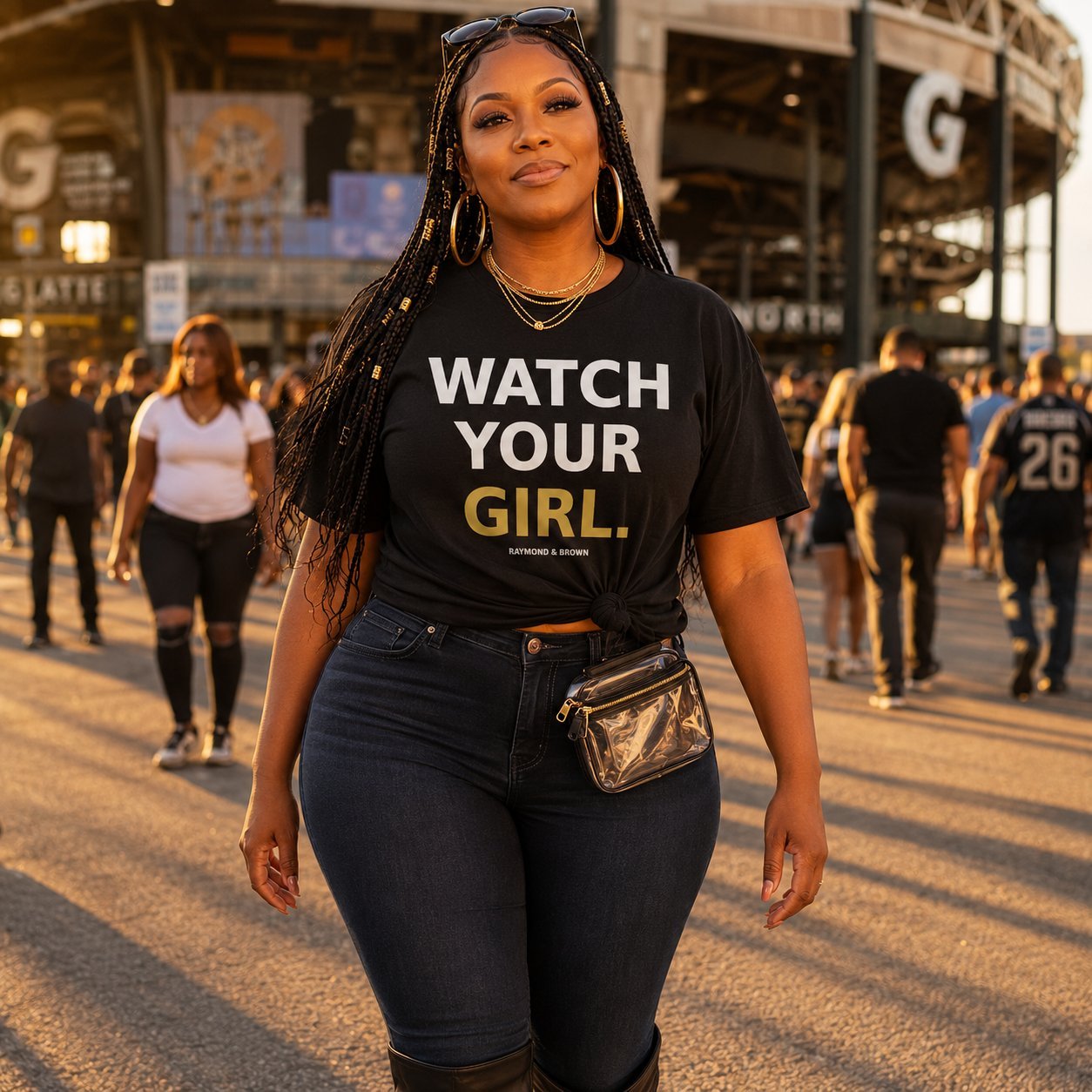 Watch Your Girl R&B Tour 2026 concert tee black woman stadium golden hour